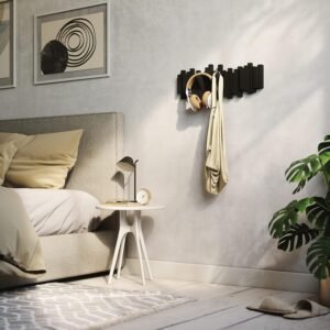 Sticks Wall-Mounted Coat Rack Rail Hook with 5 Retractable Pegs