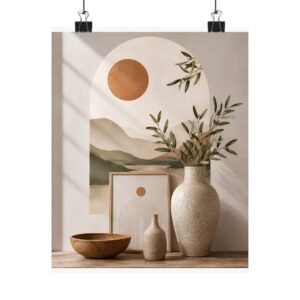 Abstract Sunscape Matte Poster — Boho Neutral Wall Art